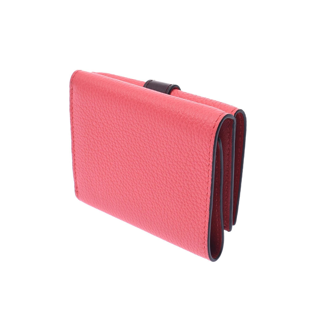 Loewe Calfskin Pink Wallet Poppy Trifold fold Tri Pink